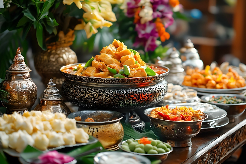 Lavish Sindhi wedding catering buffet with traditional heritage dishes